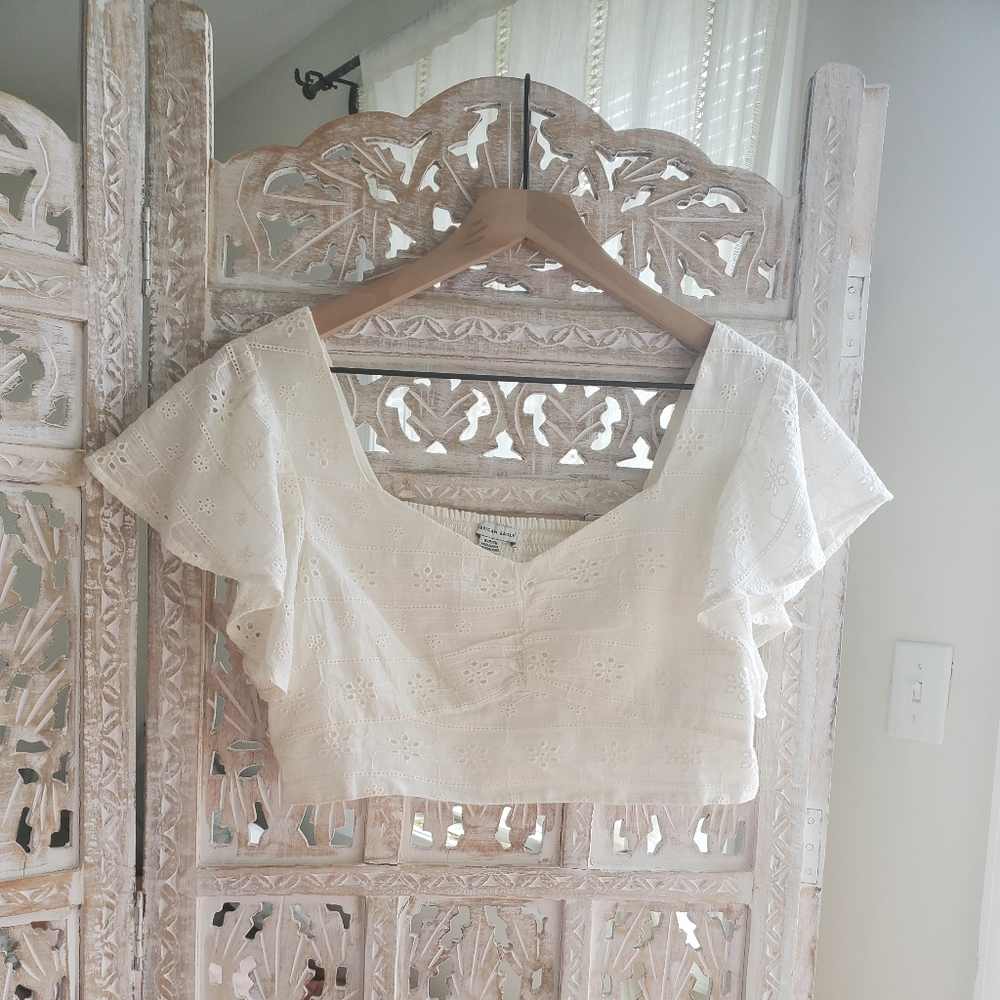 American Eagle Crop Eyelet Top